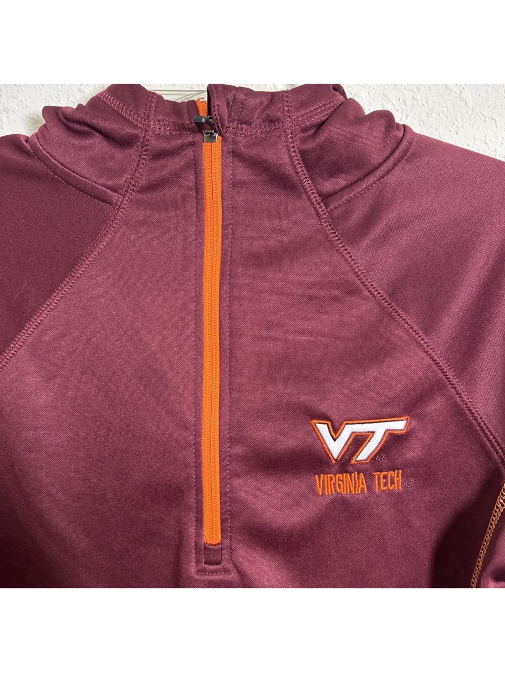 Virginia Tech Hokies Colosseum 1/4 Zip Womens Large Maroon Pullover Hoodie - Picture 2 of 10